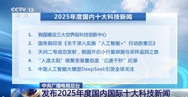 中央广播电视总台发布2025年度国内、国际十大科技新闻